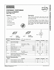 DataSheet FDP26N40 pdf